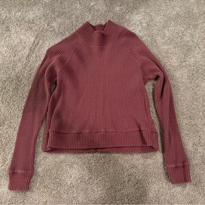 The North Face Waffle Knit Pullover Women’s XS Pink Mock Neck Thermal Sweater
